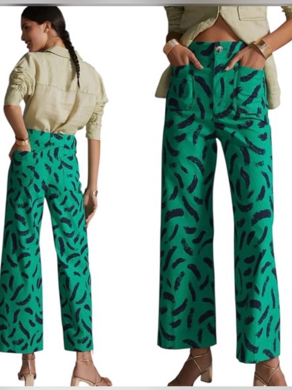 Maeve Anthropologie The Colette Pants Magic Fabric Ed Women 32 Crop Wide Leg 14 - Picture 13 of 15